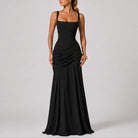 Autumn Wedding Guest Maxi Dress with Square Neck and Ruching for Women 0
