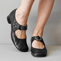 Women's Leather Mary Jane Shoes with Buckle Strap