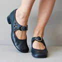 Women's Leather Mary Jane Shoes with Buckle Strap