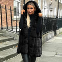 Camila | Women's Hooded Long Quilted Faux Fur Gilet Vest 0