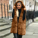 Camila | Women's Hooded Long Quilted Faux Fur Gilet Vest 2