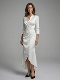 Celestine | Long Sleeve Wrap High Low Midi Dress 0