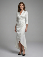 Celestine | Long Sleeve Wrap High Low Midi Dress 0