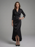 Celestine | Long Sleeve Wrap High Low Midi Dress 3