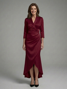 Celestine | Long Sleeve Wrap High Low Midi Dress 6