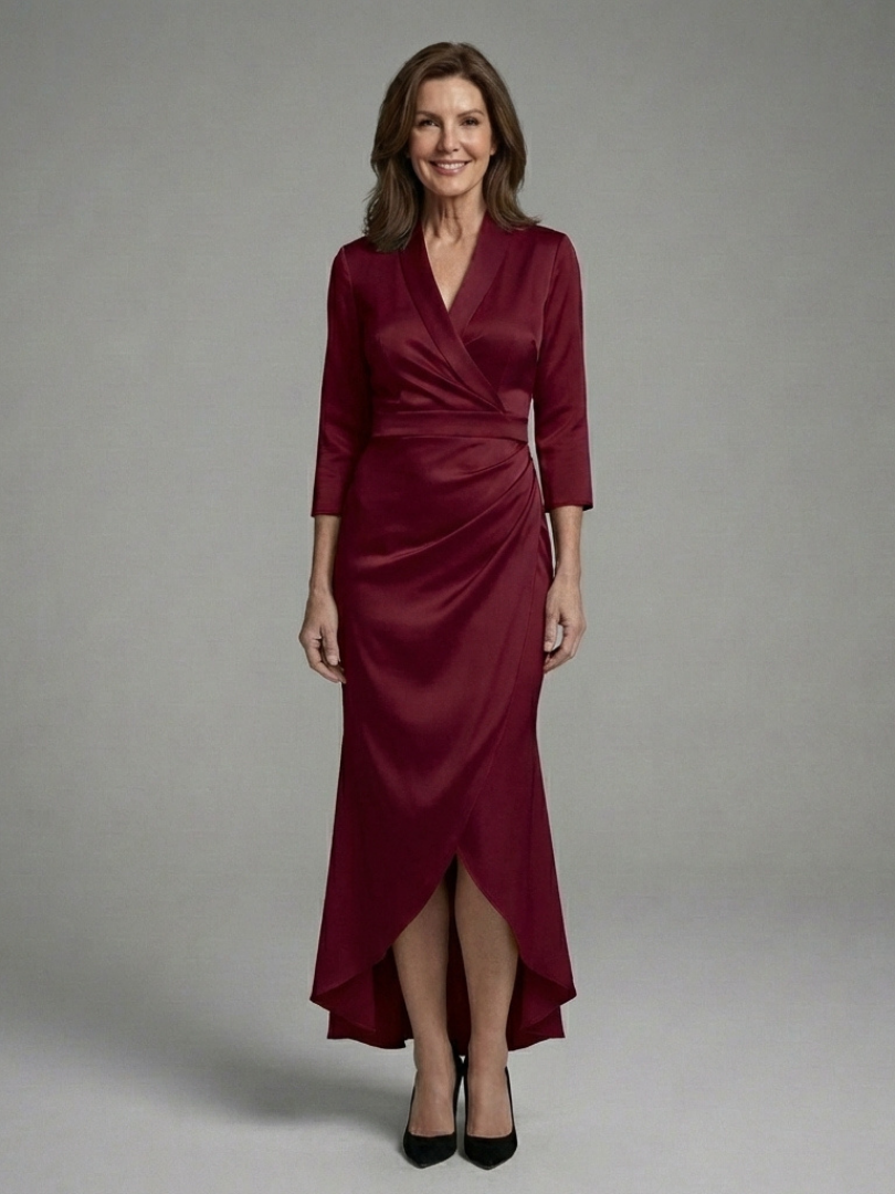 Celestine | Long Sleeve Wrap High Low Midi Dress 6