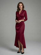 Celestine | Long Sleeve Wrap High Low Midi Dress 7