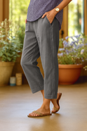 Women's Lightweight Cropped Pants with Cuffed Hems