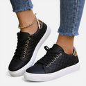Orthopedic Sneakers Quilted Lace Up Low Top Casual Shoes