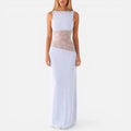 Sleeveless Wedding Guest Maxi Dress with Sheer Panel