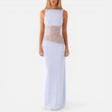 Sleeveless Wedding Guest Maxi Dress with Sheer Panel