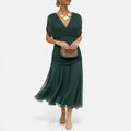 Floral Off-Shoulder Wedding Guest Midi Dress with Wrap Bodice