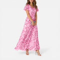 Maxi Dress Floral V Neck Flutter Sleeve