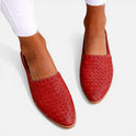 Orthopedic Flats Woven Slingback Faux Leather Closed Toe Shoes