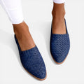 Orthopedic Flats Woven Slingback Faux Leather Closed Toe Shoes