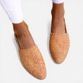Orthopedic Flats Woven Slingback Faux Leather Closed Toe Shoes