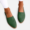 Orthopedic Flats Woven Slingback Faux Leather Closed Toe Shoes