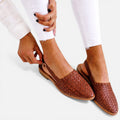 Orthopedic Flats Woven Slingback Faux Leather Closed Toe Shoes