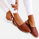 Orthopedic Flats Woven Slingback Faux Leather Closed Toe Shoes