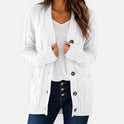 Cable Knit Cardigan Button Front Long Sleeve