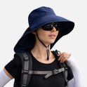 Sun Hat Wide Brim Ponytail Opening Adjustable Chin Strap