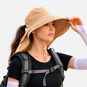 Sun Hat Wide Brim Ponytail Opening Adjustable Chin Strap