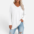Relaxed Fit V Neck Long Sleeve Top