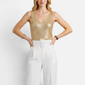 Sequin V Neck Sleeveless Top