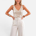 Sequin V Neck Sleeveless Top