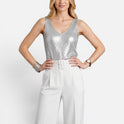 Sequin V Neck Sleeveless Top