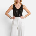Sequin V Neck Sleeveless Top