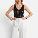 Sequin V Neck Sleeveless Top