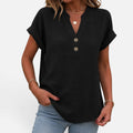 Button Detail V Neck Blouse