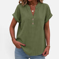 Button Detail V Neck Blouse
