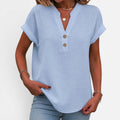 Button Detail V Neck Blouse
