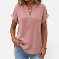 Button Detail V Neck Blouse