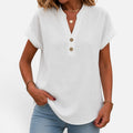 Button Detail V Neck Blouse