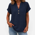 Button Detail V Neck Blouse
