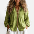Button Front Linen Blend Blouse