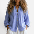 Button Front Linen Blend Blouse