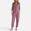Jumpsuit Button Front Long Sleeve Collared