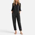 Jumpsuit Button Front Long Sleeve Collared