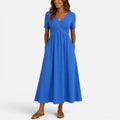 Maxi Dress Empire Waist V Neck Short Sleeve Dress