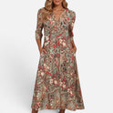 Floral Print Midi Dress With V Neck