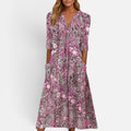 Floral Print Midi Dress With V Neck