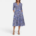 Floral Print Midi Dress With V Neck