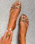 Women's Flat Sandals with Straps and Bow Detail