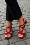 Women's Low Block Heel Sandals with Circular Cutout