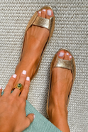 Women's Peep Toe Flat Sandals with Textured Upper