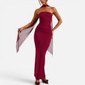 Strapless Wedding Guest Bodycon Maxi Dress